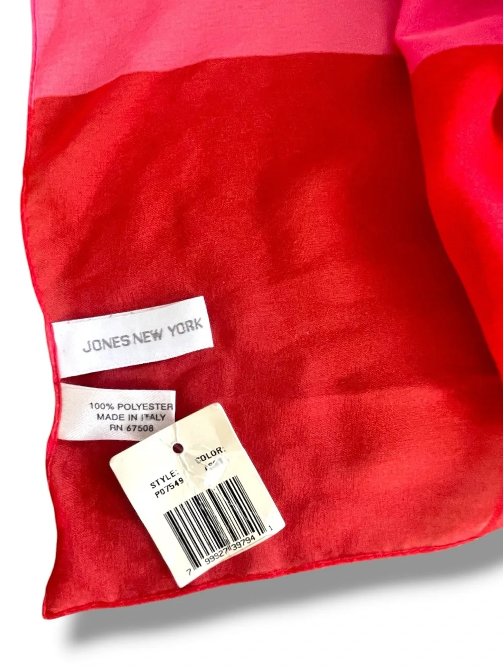 Jones New York Italy Color Block Sheer Scarf Wrap Shawl Pink Orange Yellow NWT